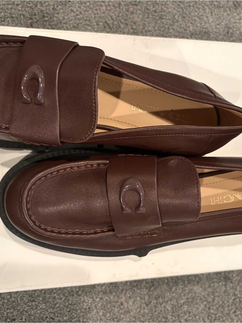 COACH Lea Brown Leather Platform Loafer